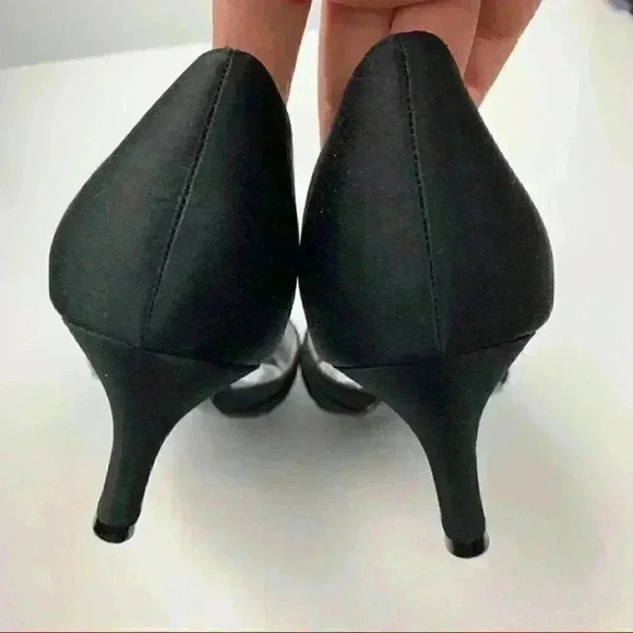 New Nina heels size 7 W 37 black satin gem peep toe formal mother of the bride - Picture 9 of 12